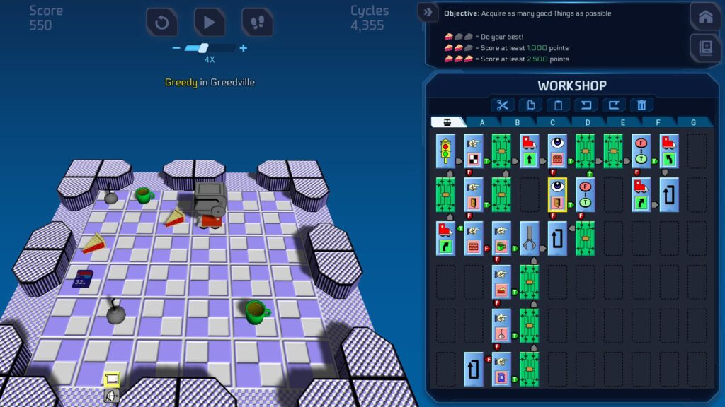 screenshot of retro reboot of ChipWits the robot coding game